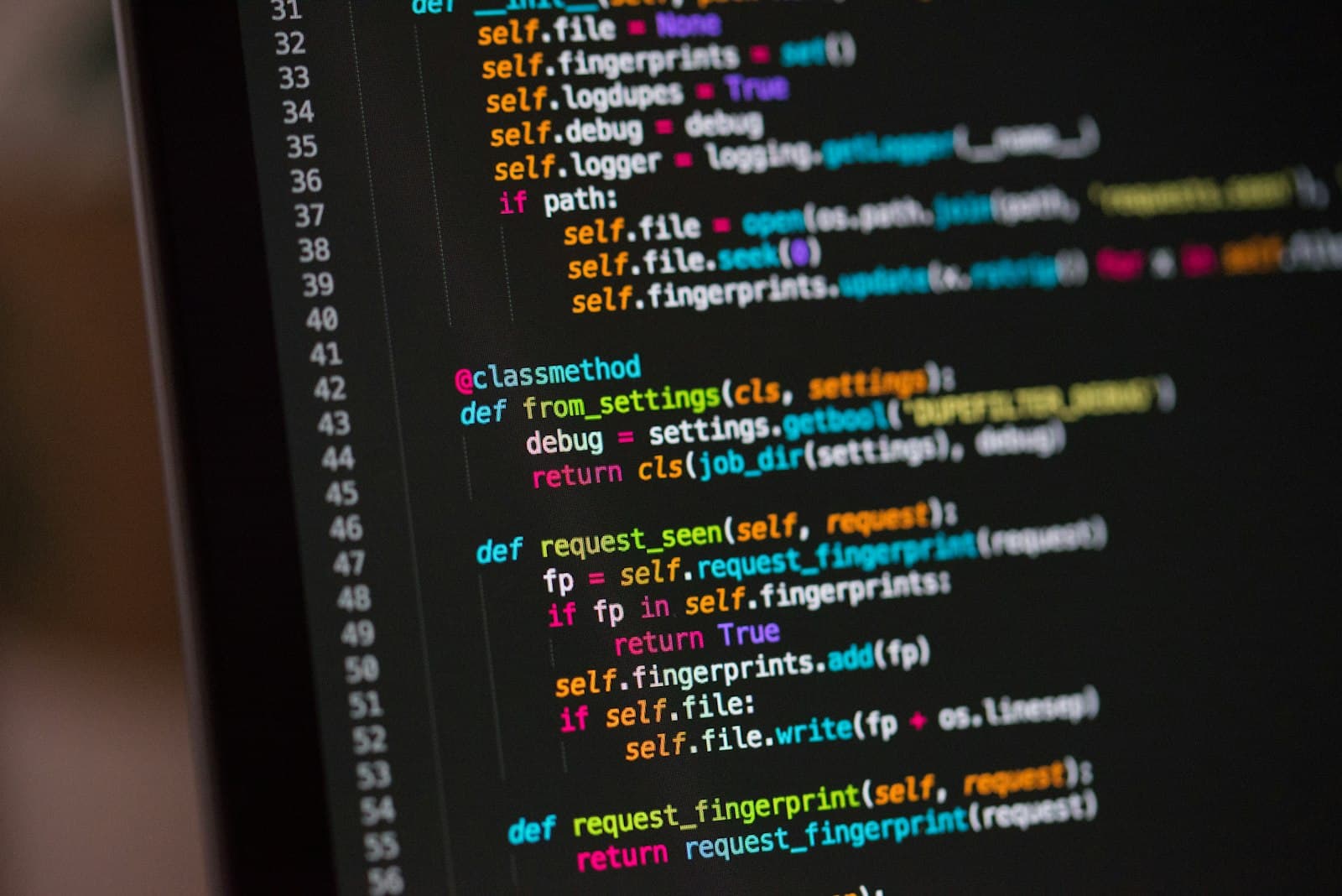 Close-up of Python code on a monitor